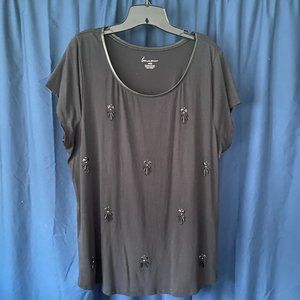 NWOT- LANE BRYANT black top with front black bead design